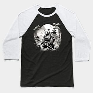 Samurai panda with a katana on the background of the landscape Baseball T-Shirt